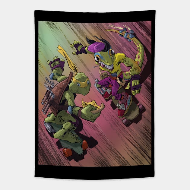 TMNT Michelangelo and Mondo Gecko Tapestry by markodjeska