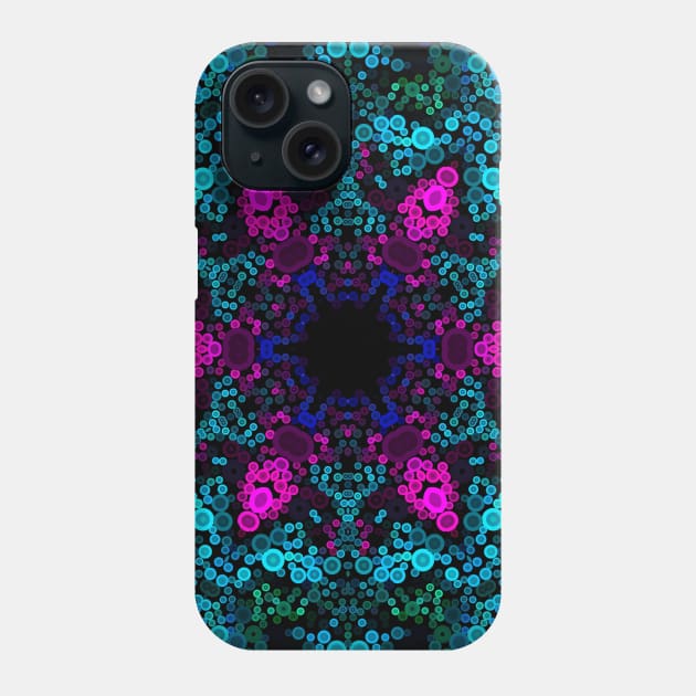 Dot Mandala Flower Blue Green and Pink Phone Case by WormholeOrbital