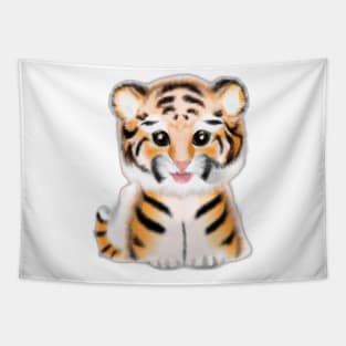 Cute Tiger Drawing Tapestry