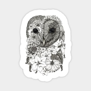 Floral Owl White Background Magnet