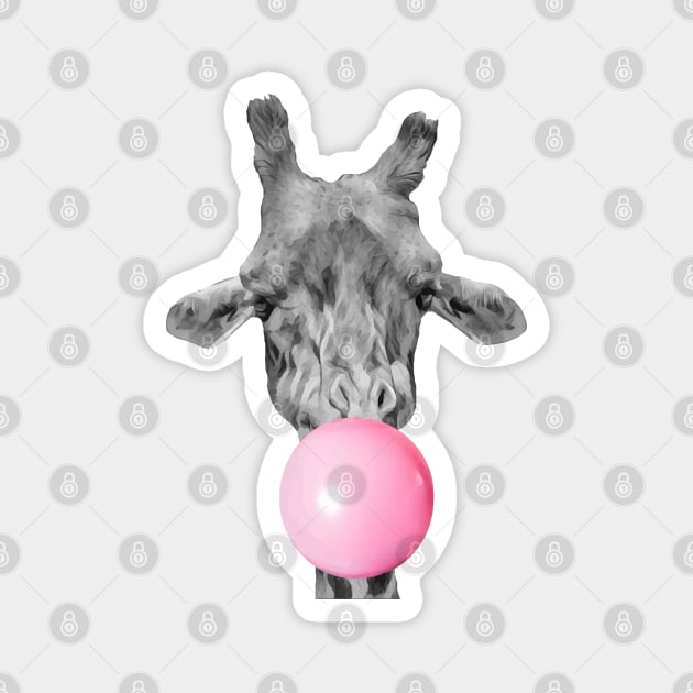 Giraffe bubble Magnet by wamtees