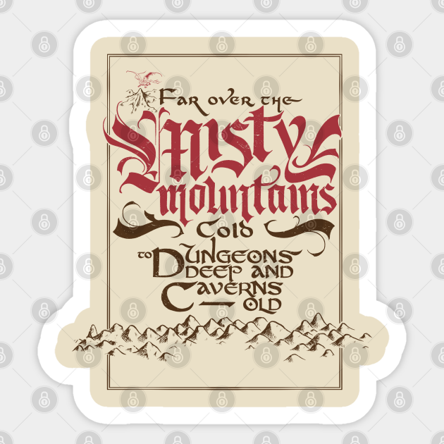 Misty Mountains Hobbit Sticker Teepublic