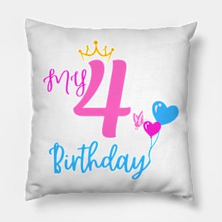 4th Birthday Girl Shirt - Fourth Birthday Princess Pillow