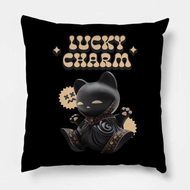 Japanese Cat Doll Luck Superstition Pillow by RZG