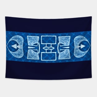 In a Blue Time - Abstract Symbols Tapestry