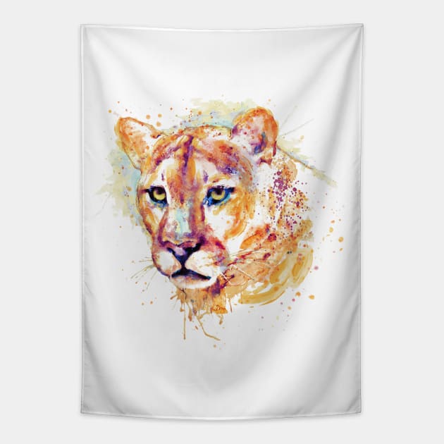 Cougar Head Tapestry by Marian Voicu