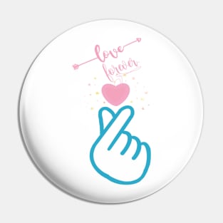 Mini heart, Korean love hand finger symbol Pin