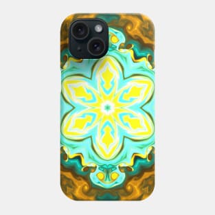 Psychedelic Mandala Flower Teal and Yellow Phone Case