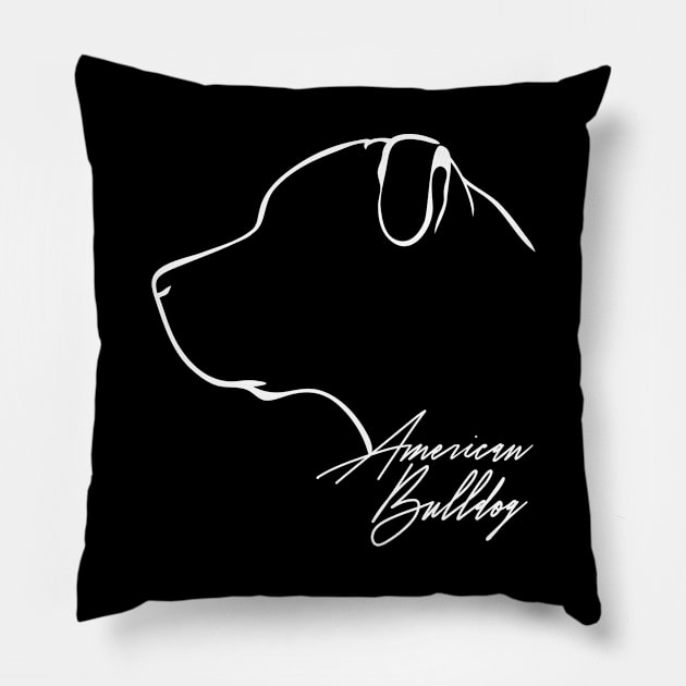 Proud American Bulldog profile dog lover Pillow by wilsigns