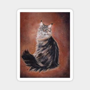 Maine Coon Beauty cat art by Renee Lavoie Magnet