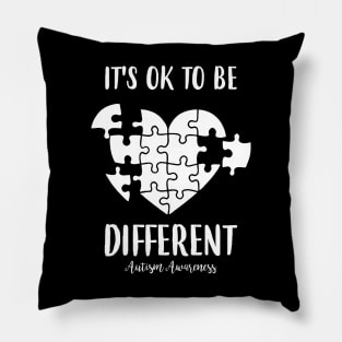 It_s Ok To Be Different Autism Awareness Heart Puzzle Piece Pillow