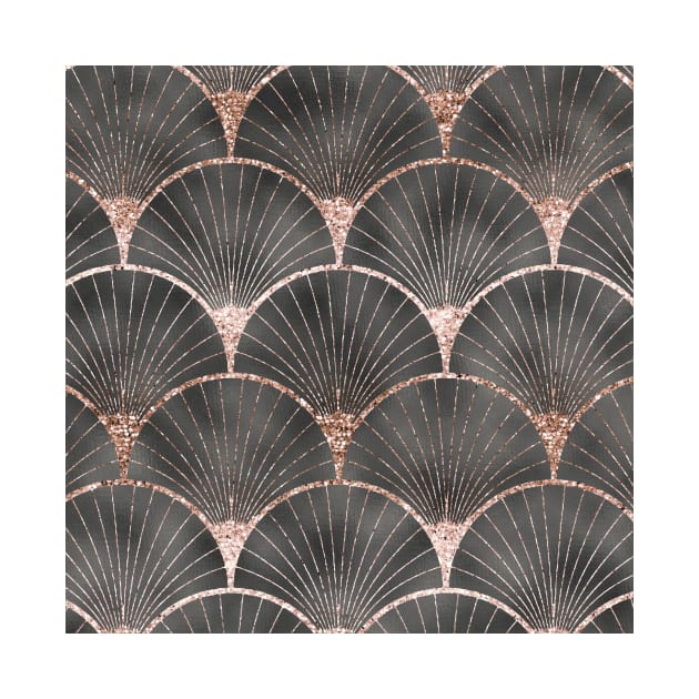 Art Deco elegance - rose gold & steel grey fan by RoseAesthetic