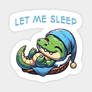 Let me sleep | Cute funny crocodile sleeping in a hammock Magnet