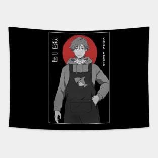 Kazuki Kurusu Simple Black Red And White Tapestry