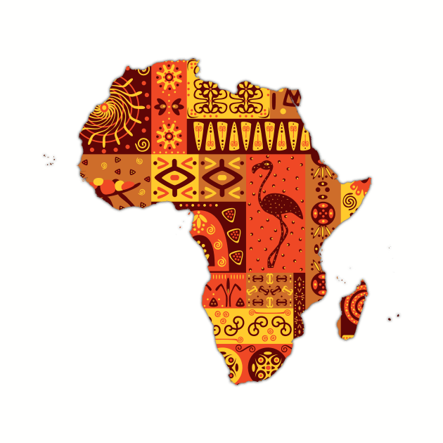 Map of  Africa with ethnic motifs pattern, African print by Mashmosh