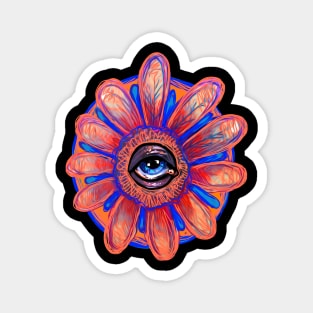 Trippy Pop Surreal Big Eyed Art Floral Mandala Illustration Magnet