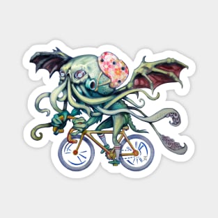 Cthulhu Riding A Bicycle Magnet