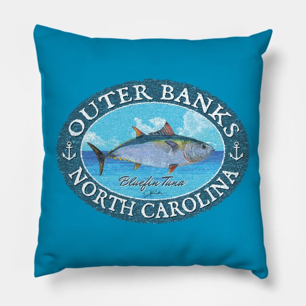 Outer Banks, North Carolina, Bluefin Tuna Pillow by jcombs