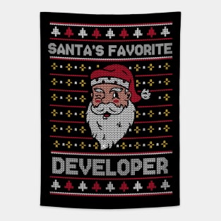 Santa's Favorite Developer // Funny Ugly Christmas Sweater // Developer Holiday Xmas Tapestry