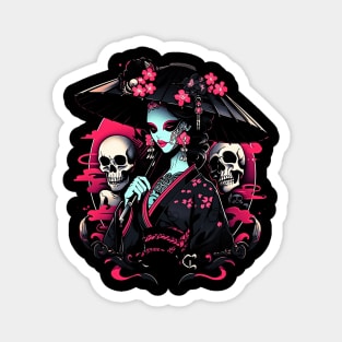 Geisha | Grim Reaper Geisha Skull | Cool Retro Japanese Aesthetic Magnet