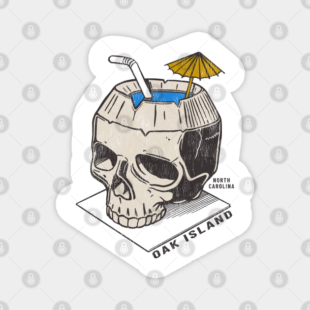 Oak Island, NC Summertime Vacationing Skull Drink Magnet by Contentarama