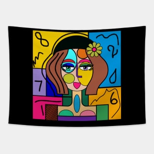 Funky Modern Art Girl Tapestry