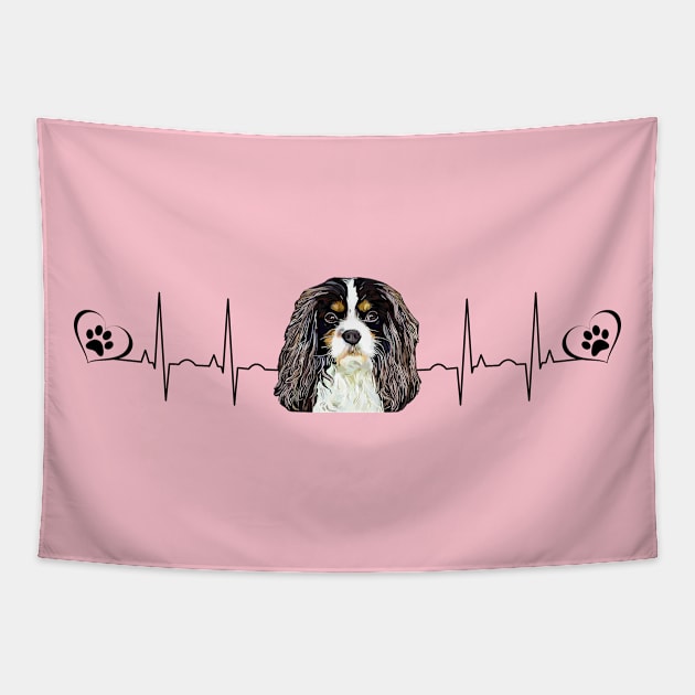 My Heart Beats for my Tri-Colored Cavalier King Charles Spaniel Tapestry by Cavalier Gifts