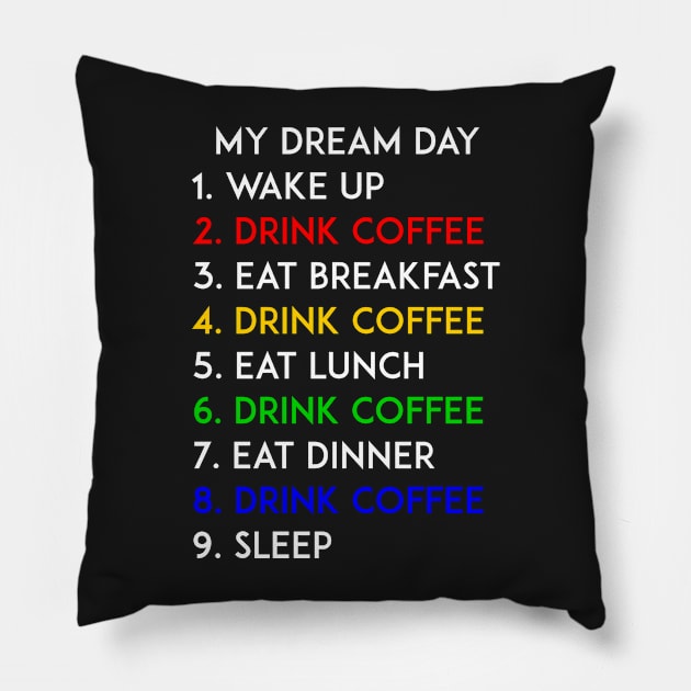 Drink Coffee My Dream Day Pillow by kerimeart