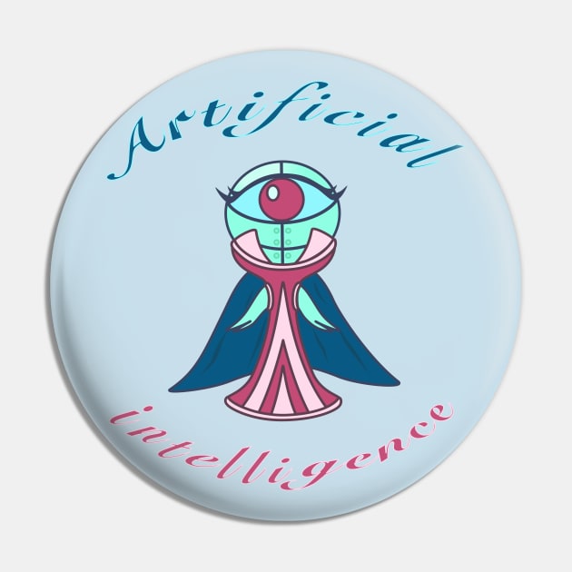 Ms. AI (Artificial Intelligence) - Baby Blue Background Pin by kinocomart