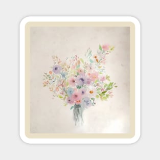 Bouquet of flowers watercolor style. Magnet