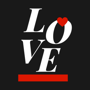 Love red heart and horizontal line T-Shirt