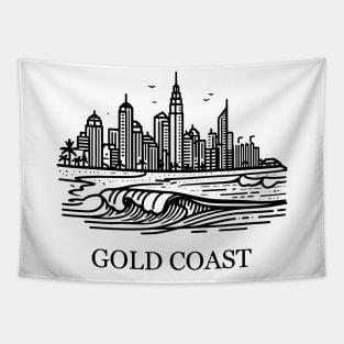 gold coast australia city simple line art illustration Tapestry