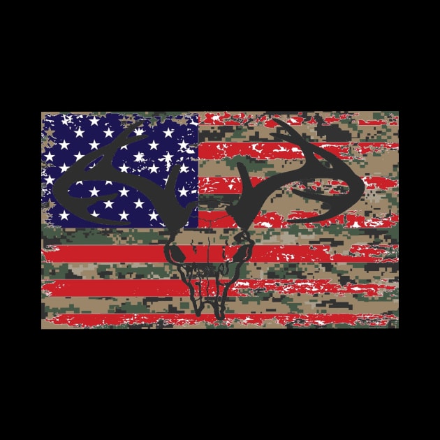 AMERICAN FLAG CAMOFLAUGE OUTDOOR DEER ANTLERS by Cult Classics