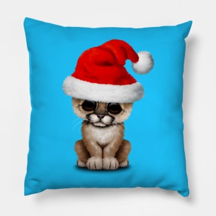 Cute Cougar Cub Wearing a Santa Hat Pillow