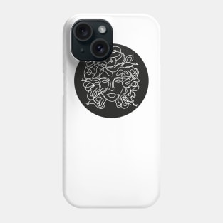 Medusa Single Line Style Black Circle Phone Case