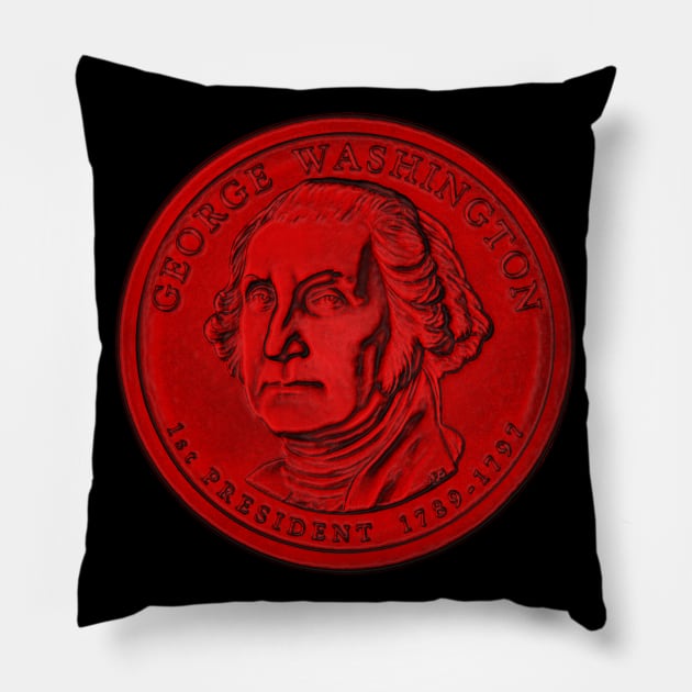 USA George Washington Coin in Red Pillow by The Black Panther