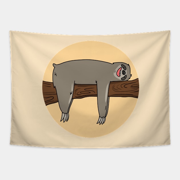 Sleepy Sloth on a branch Tapestry by Otterlyalice