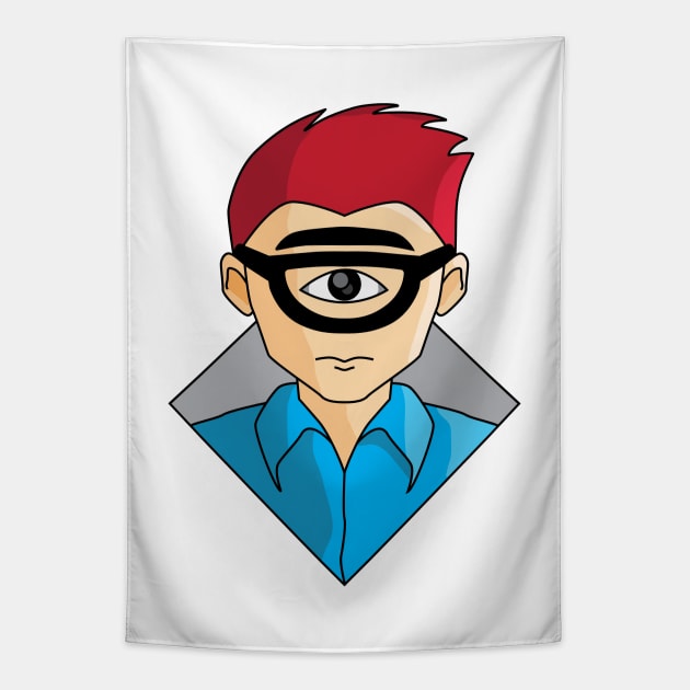 Red Haired Cyclops Tapestry by inotyler