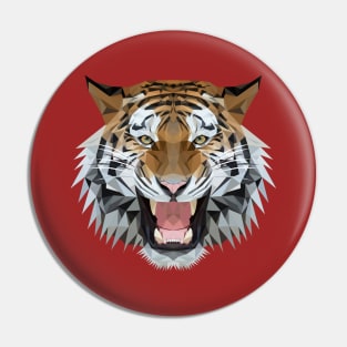 Roaring Tiger Low Poly Art Pin