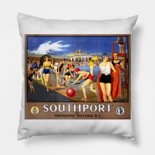 Vintage British Travel Poster: Southport Pillow