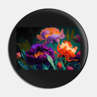 Floral Garden Botanical Print with Peony Pin