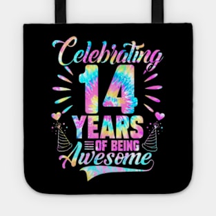 Celebrating 14 Year Of Being Awesome With Tie Dye Graphic Tote