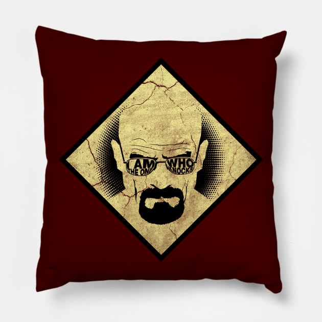 I Am The One Who Knocks Pillow by Droidloot