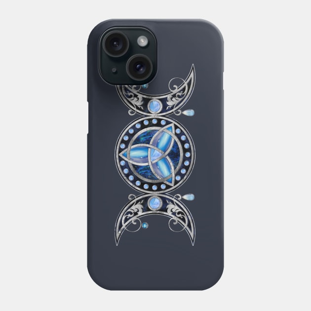 Triple Moon Triquetra Ornament with Moonstone Phone Case by Nartissima