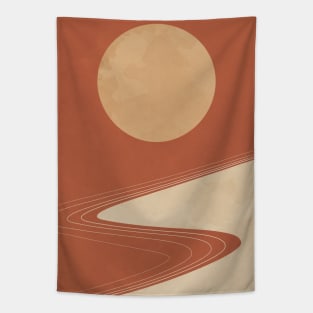 Moon and Road - Minimalist Scandinavian 1 Tapestry