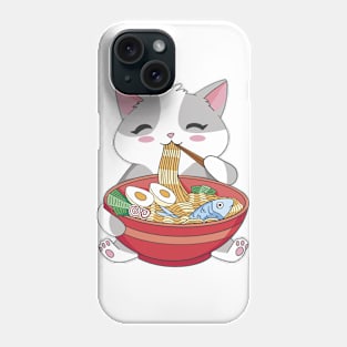cat-animal-eating-ramen Phone Case