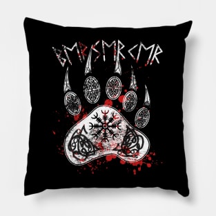 bloody Berserker, Berserk, Norse, berserker Viking Bear Claw with Aegishjalmur Pillow