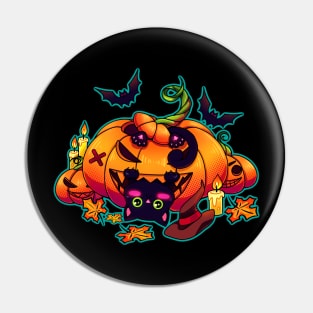 The cat and a pumpkin Pin