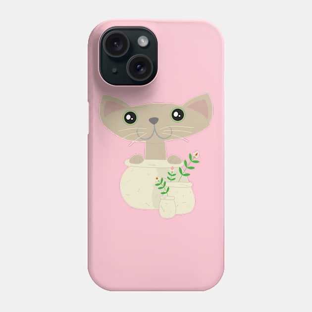 Cat In A Pot Phone Case by IbaraArt