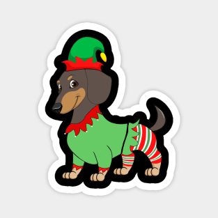 Dachshund In Elf Costume Christmas Shirt Magnet